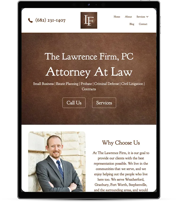 The same website on a tablet